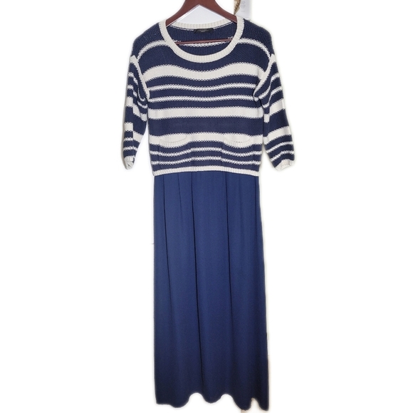 Weekend Max Mara Helier jumper midi dress striped navy blue small - Picture 1 of 8